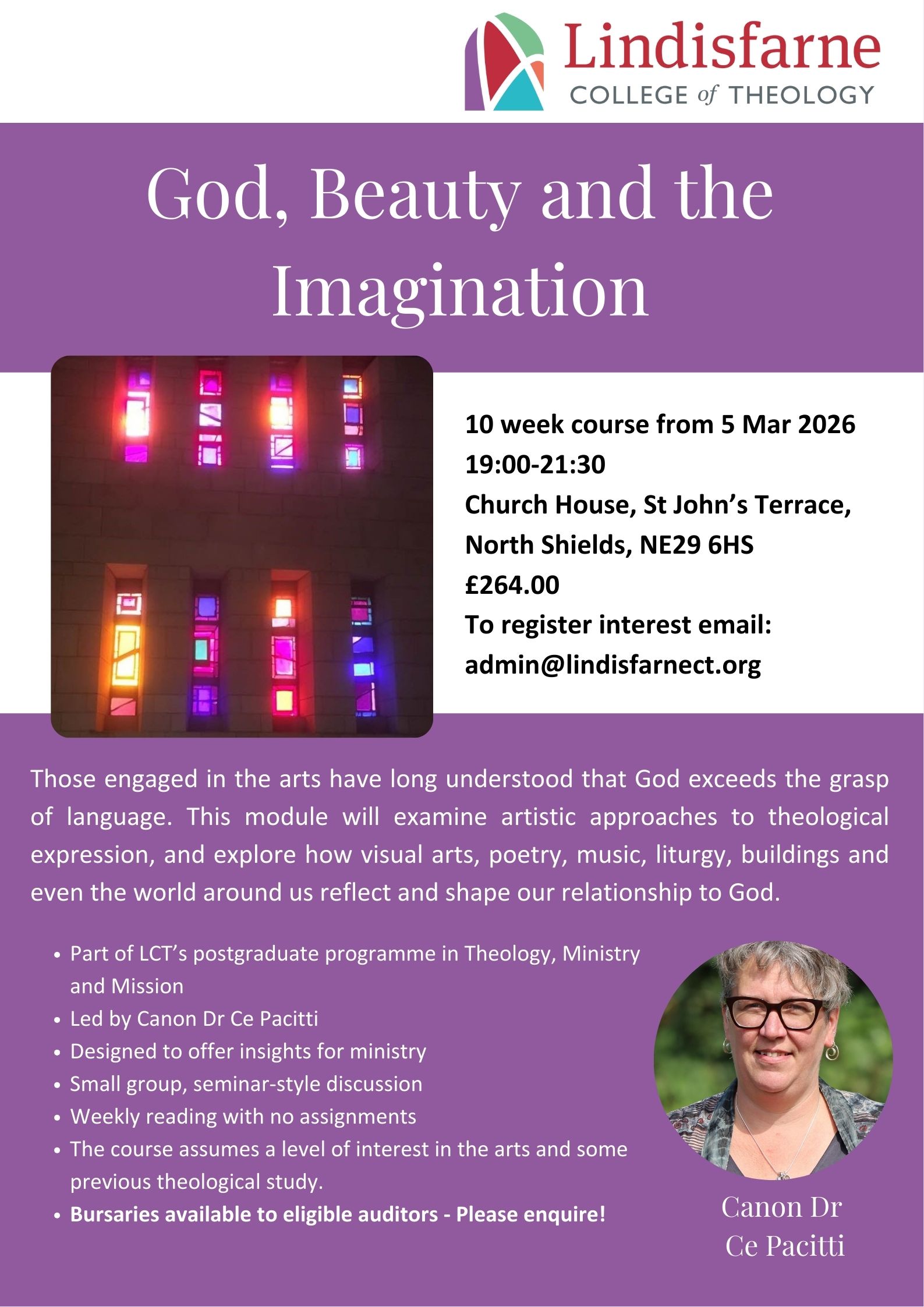 God, Beauty and the Imagination module flyer.